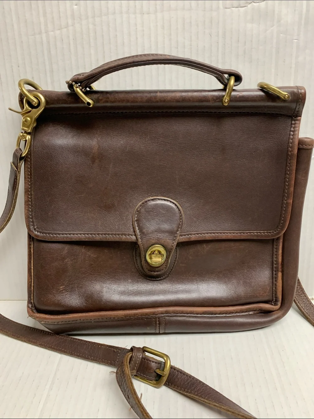 Coach Vintage 9927 Willis Brown Leather Crossbody Bag Purse